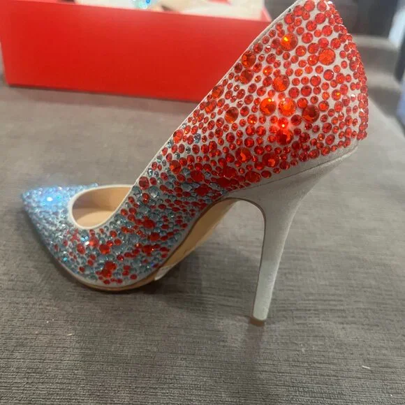 *RARE* Julia Haart Blue and Red Crystal Pave Pumps (never worn, new in box) - Picture 3 of 7